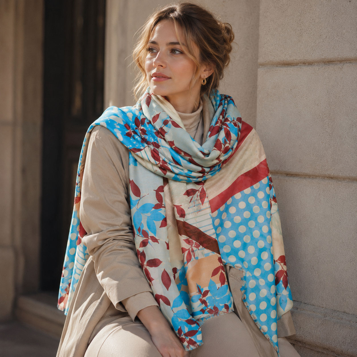 Digital Print Wool Scarf/Shawl 276